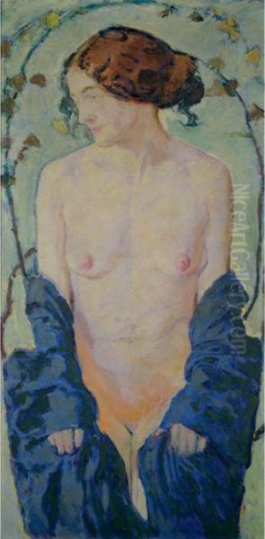 Standing Nude With Blue Robe by Koloman, Kolo Moser