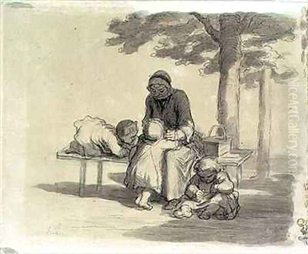 A Grandmother Oil Painting by Honore Daumier