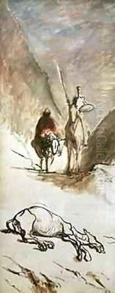 Don Quixote Sancho Panza and the Dead Mule Oil Painting by Honore Daumier