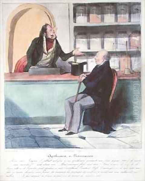 The Apothecary and the Pharmacist Oil Painting by Honore Daumier