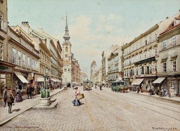 Wien - Mariahilferstrase Oil Painting by Richard Moser