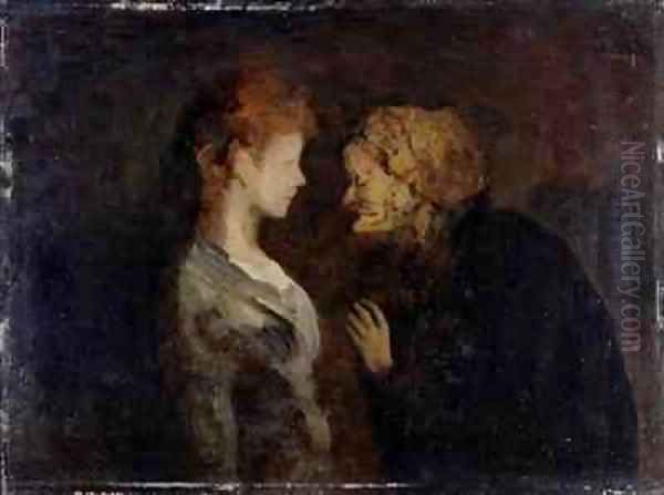 La Confidence The Secret Oil Painting by Honore Daumier