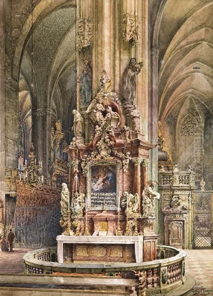 Der Josephsaltar Im Wiener Stephansdom Oil Painting by Richard Moser