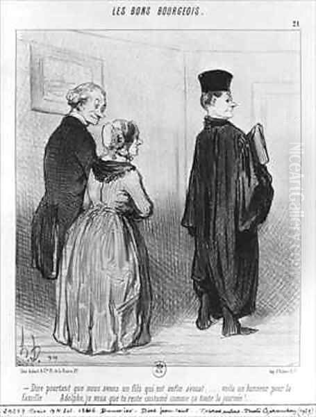 Series Les Bons Bourgeois Isnt it marvellous to have a son who is a lawyer Oil Painting by Honore Daumier