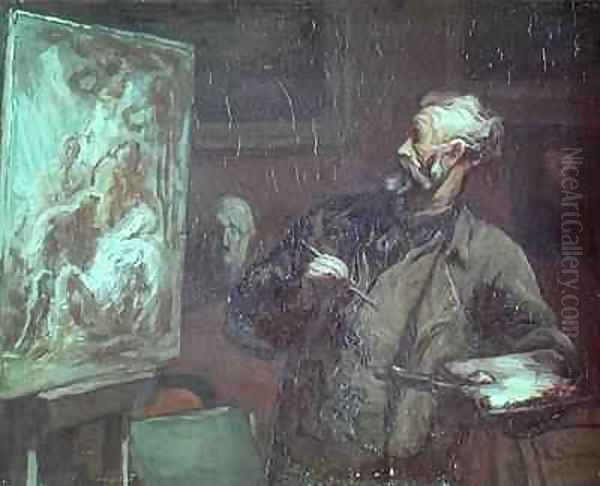 The Artist in his Studio 2 Oil Painting by Honore Daumier