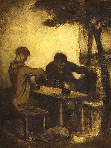 The Drinkers Oil Painting by Honore Daumier