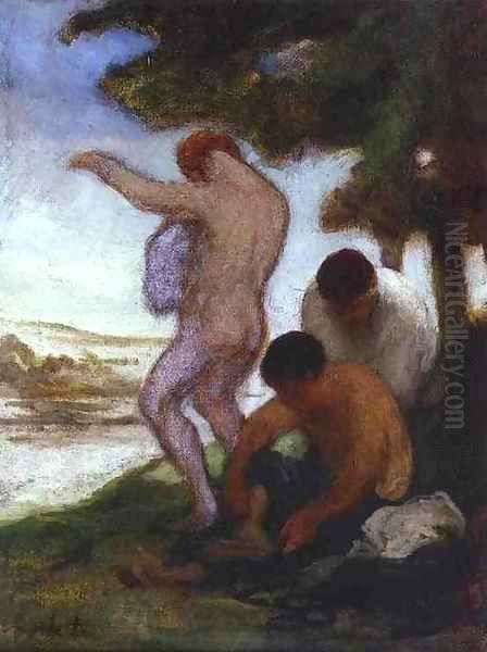 Bathers 1852-53 Oil Painting by Honore Daumier