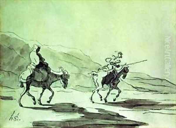 Don Quixote and Sancho Panza Oil Painting by Honore Daumier