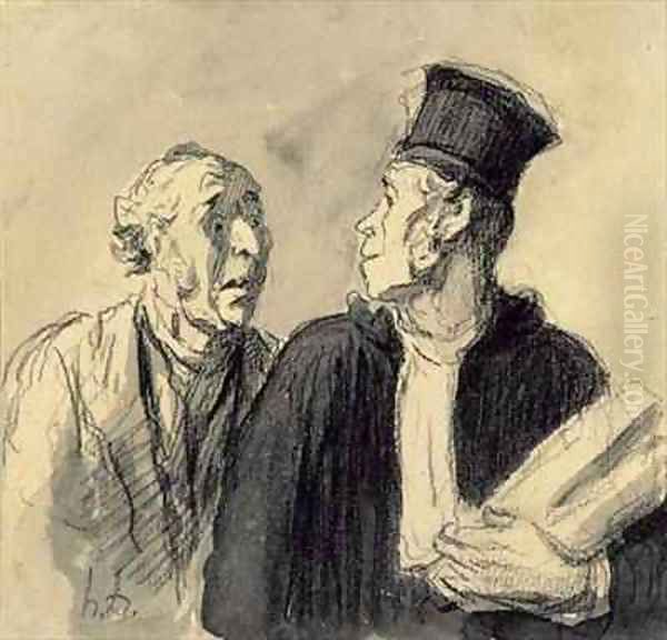 The Lawyer and his Client Oil Painting by Honore Daumier