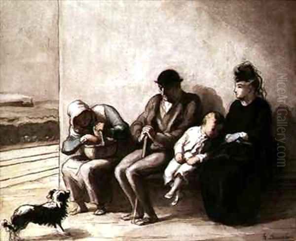 Wayside Railway Station Oil Painting by Honore Daumier