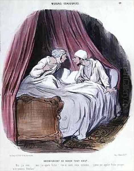 Cartoon about Marriage mid nineteenth century Oil Painting by Honore Daumier