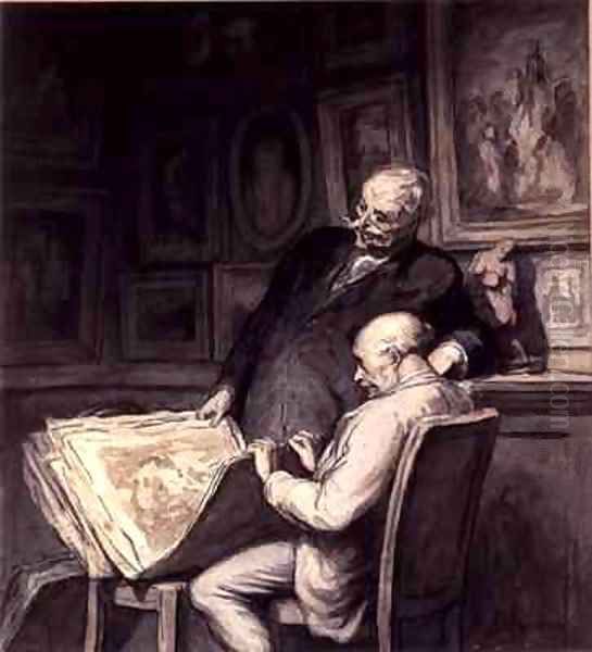 The Print Collectors 2 Oil Painting by Honore Daumier