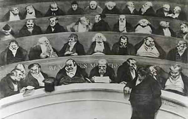 The Stomach of the Legislature the Ministerial Benches of 1834 Oil Painting by Honore Daumier