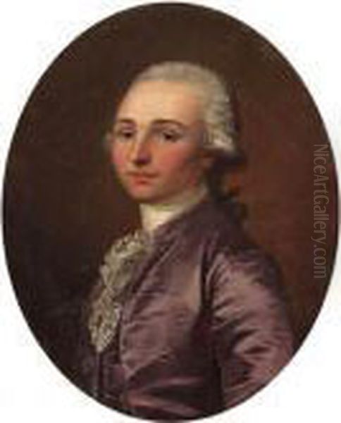 Portrait Of A Gentleman, Half-length, In A Lilac-colouredcoat Oil Painting by Jean-Laurent Mosnier