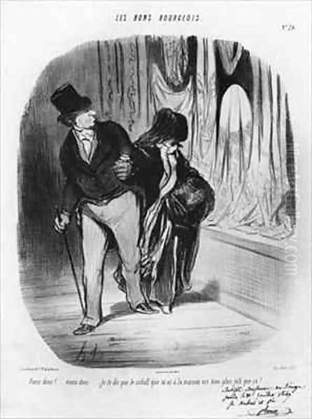 Series Les Bons Bourgeois Come along I am telling you the scarf you have at home is much more beautiful Oil Painting by Honore Daumier