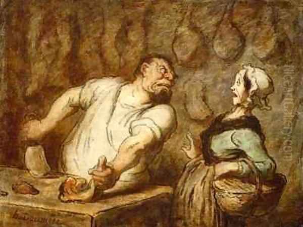 The Butcher Montmartre Market Oil Painting by Honore Daumier