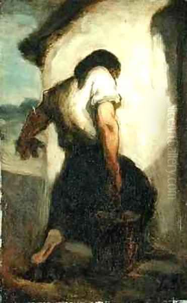 Water Carrier Oil Painting by Honore Daumier