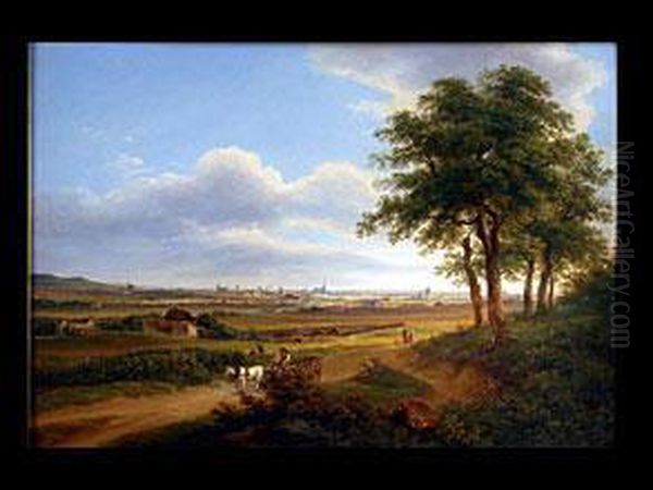 Weite Landschaft Mit Dem Weichbild Der Stadt Wien Oil Painting by Joseph Mossmer