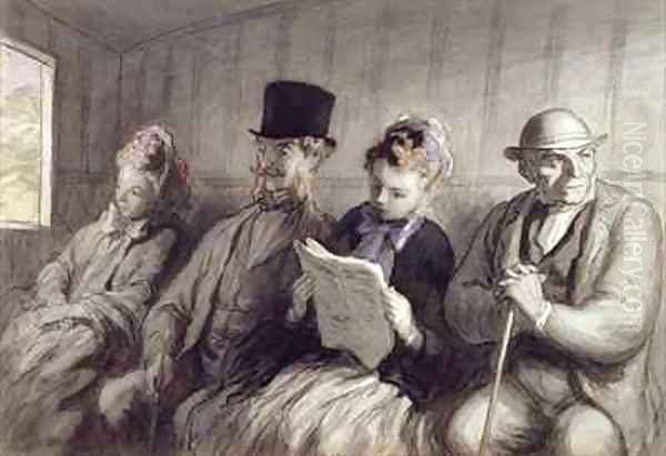 The First Class Carriage Oil Painting by Honore Daumier