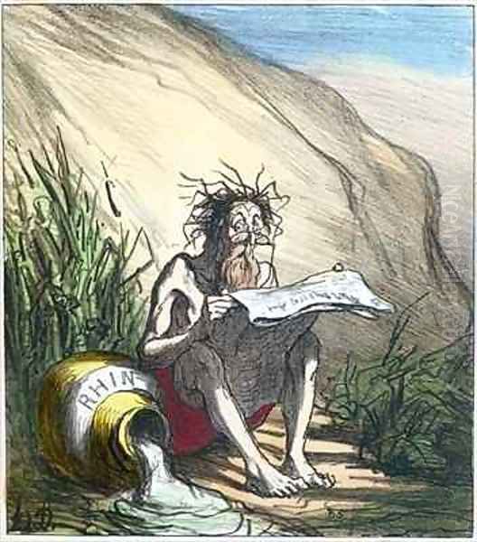 Diogenes reading a newspaper Oil Painting by Honore Daumier