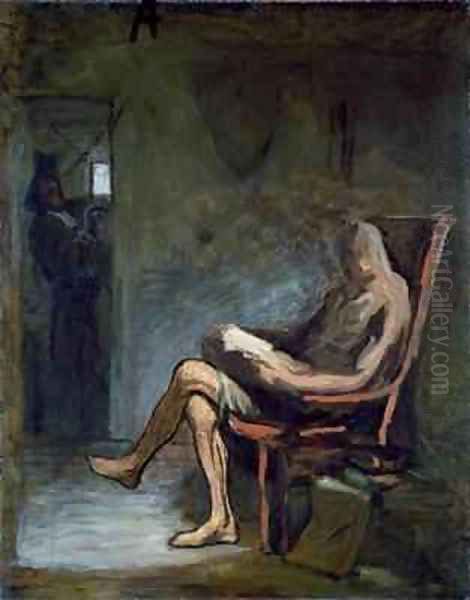 Don Quixote Reading 2 Oil Painting by Honore Daumier