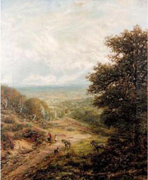 A Surrey View From The North Downs Oil Painting by George William Mote