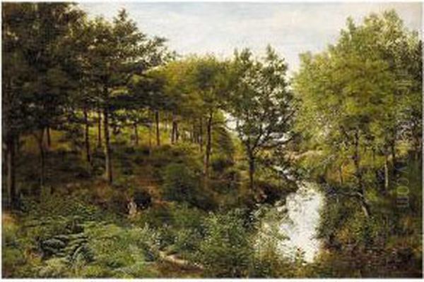 The Woodland Stream Oil Painting by George William Mote