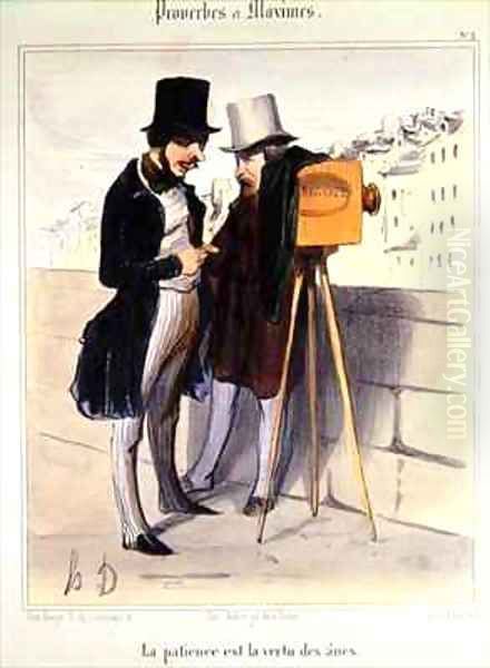 Cartoon ridiculing the length of time necessary to take a daguerrotype photo Oil Painting by Honore Daumier