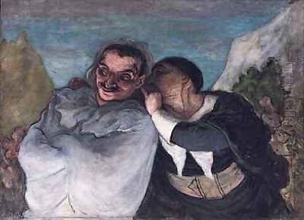 Crispin and Scapin or Scapin and Sylvester Oil Painting by Honore Daumier