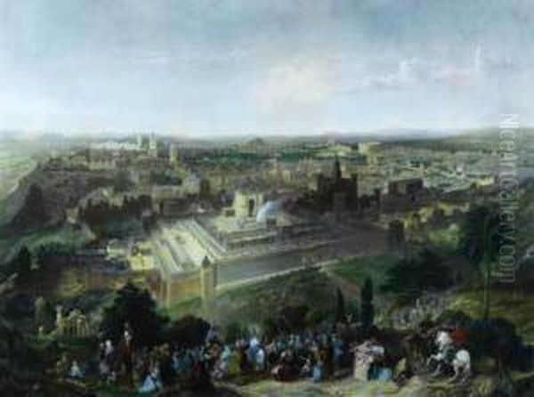 Jerusalem In Her Grandeur A.d. 33 Oil Painting by Charles Mottram