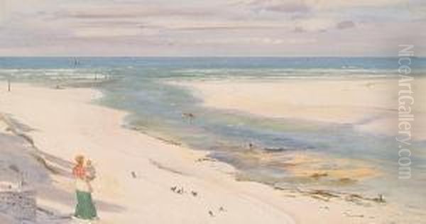 On The Beach, Lelant, Cornwall Oil Painting by Charles Mottram