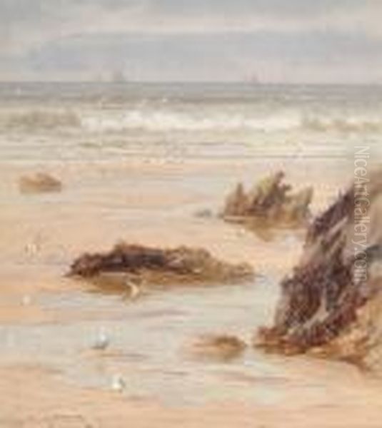 View Of A Beach Oil Painting by Charles Mottram