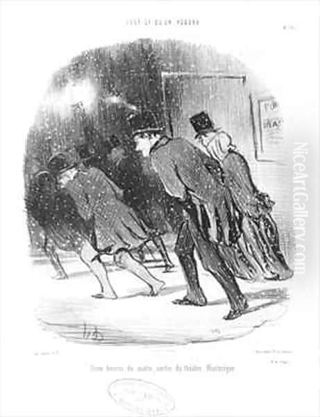 Series Tout ce quon voudra Two in the morning exit of the Historic Theatre Oil Painting by Honore Daumier