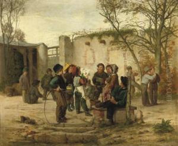 Playground Politics Oil Painting by Antoine Edouard Joseph Moulinet