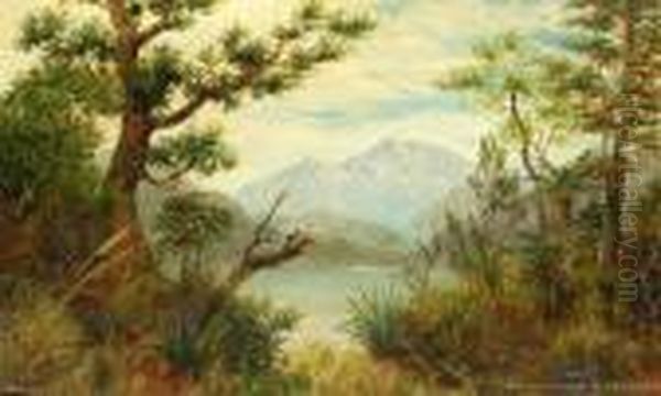 Lake Brunner From Moana Oil Painting by John Elder Moultray