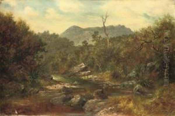 River Landscape, New Zealand Oil Painting by John Elder Moultray