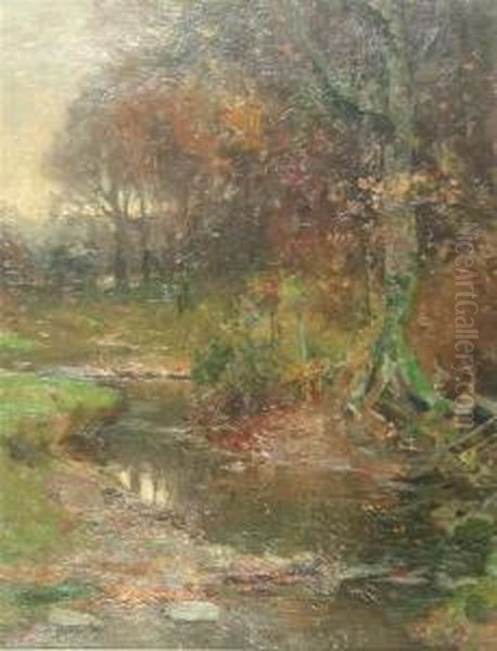 A Quiet Brook At Dusk Oil Painting by William Mouncey