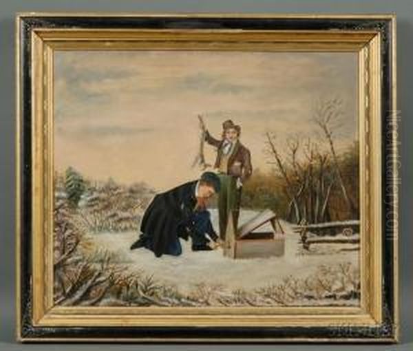 Catching Rabbits. Oil Painting by William Sidney Mount