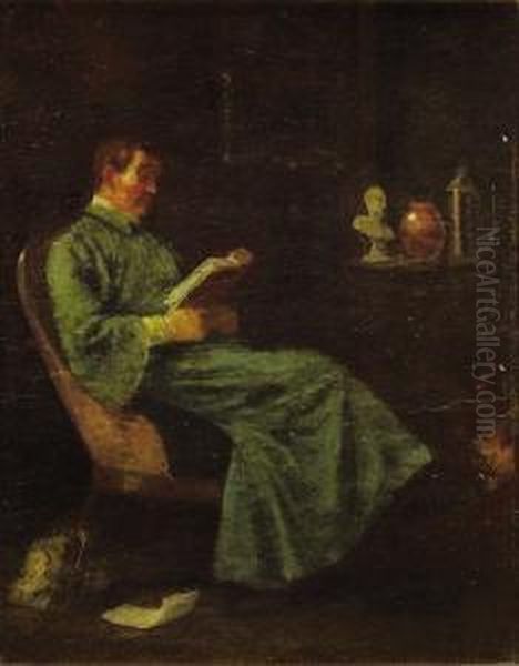 Portrait Of A Man Reading Oil Painting by William Sidney Mount