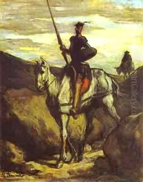 Don Quixote And Sancho Pansa 1849-1850 Oil Painting by Honore Daumier