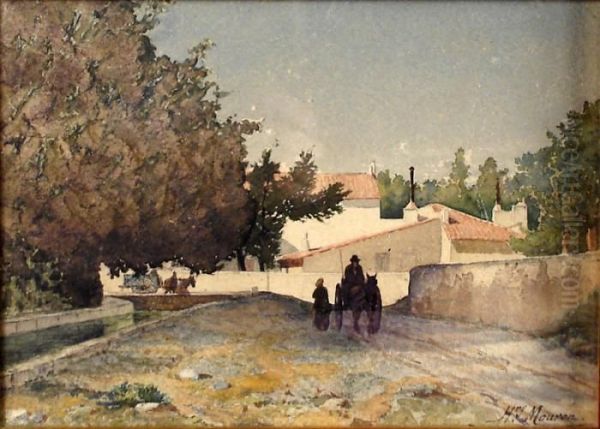 Village En Provence Oil Painting by Henri Laurent Mouren