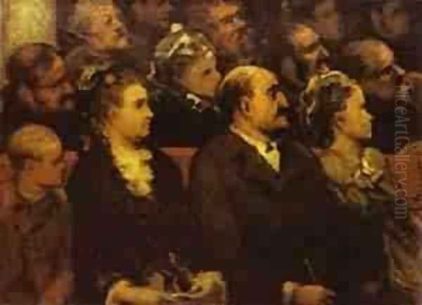 French Theatre 1857-60 Oil Painting by Honore Daumier