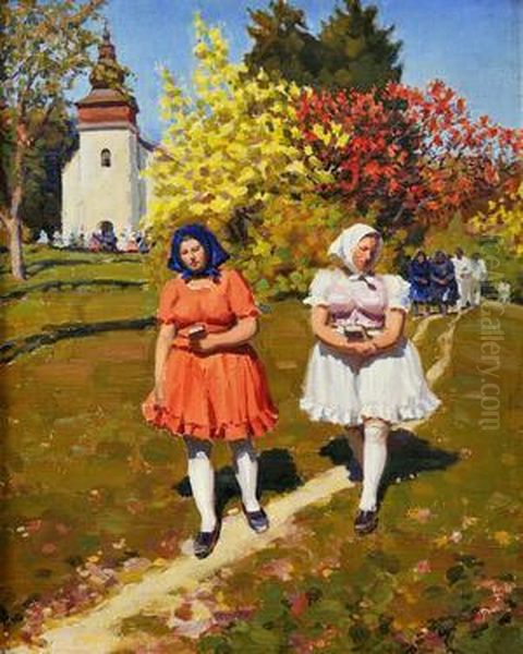 Z Kostola Oil Painting by Tivadar Josef Mousson