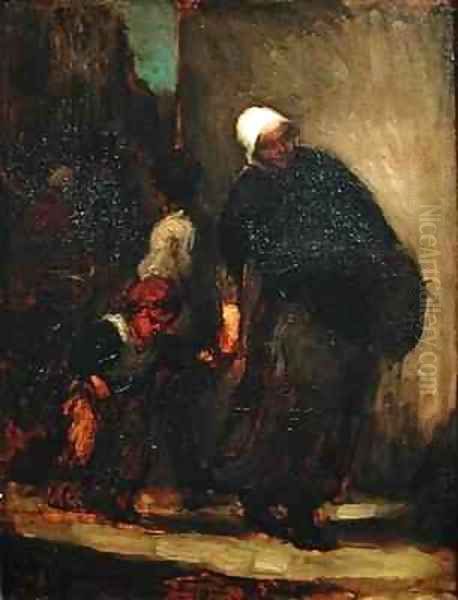 Street Scene Oil Painting by Honore Daumier