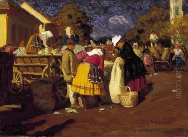 At The Marketplace Oil Painting by Tivadar Josef Mousson