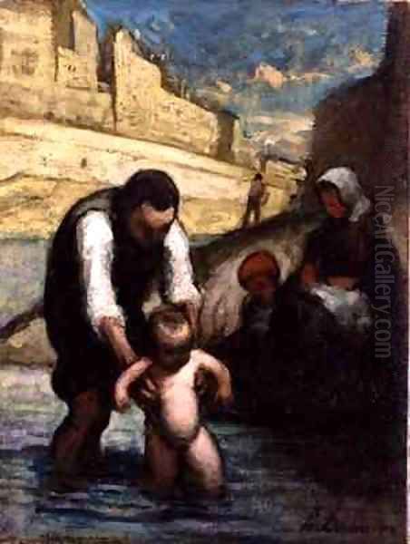 The First Swim Oil Painting by Honore Daumier