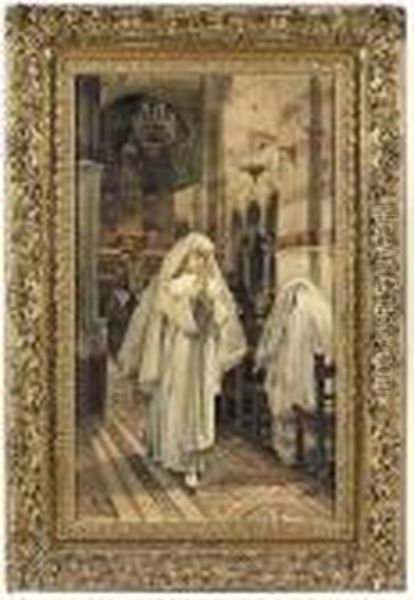 Religieuse En Priere Oil Painting by Alphonse Moutte