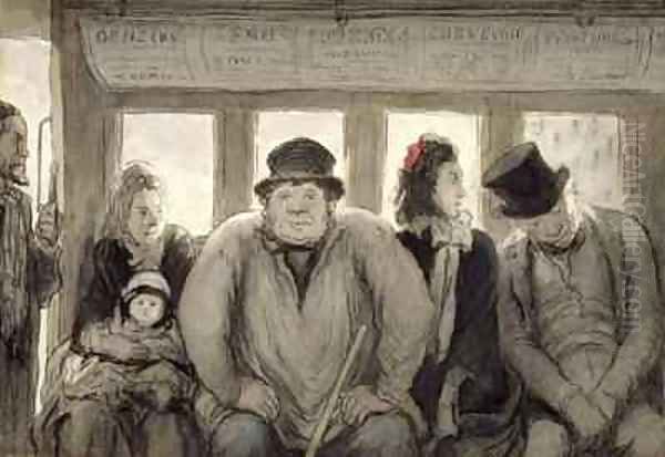 The Omnibus Oil Painting by Honore Daumier