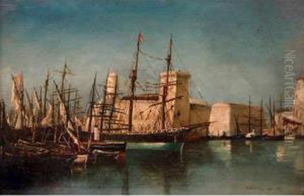 :le Port De Marseille Oil Painting by Alphonse Moutte