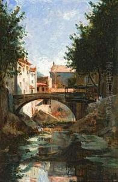 Lavandiere Dans Un Village En Provence. Oil Painting by Alphonse Moutte